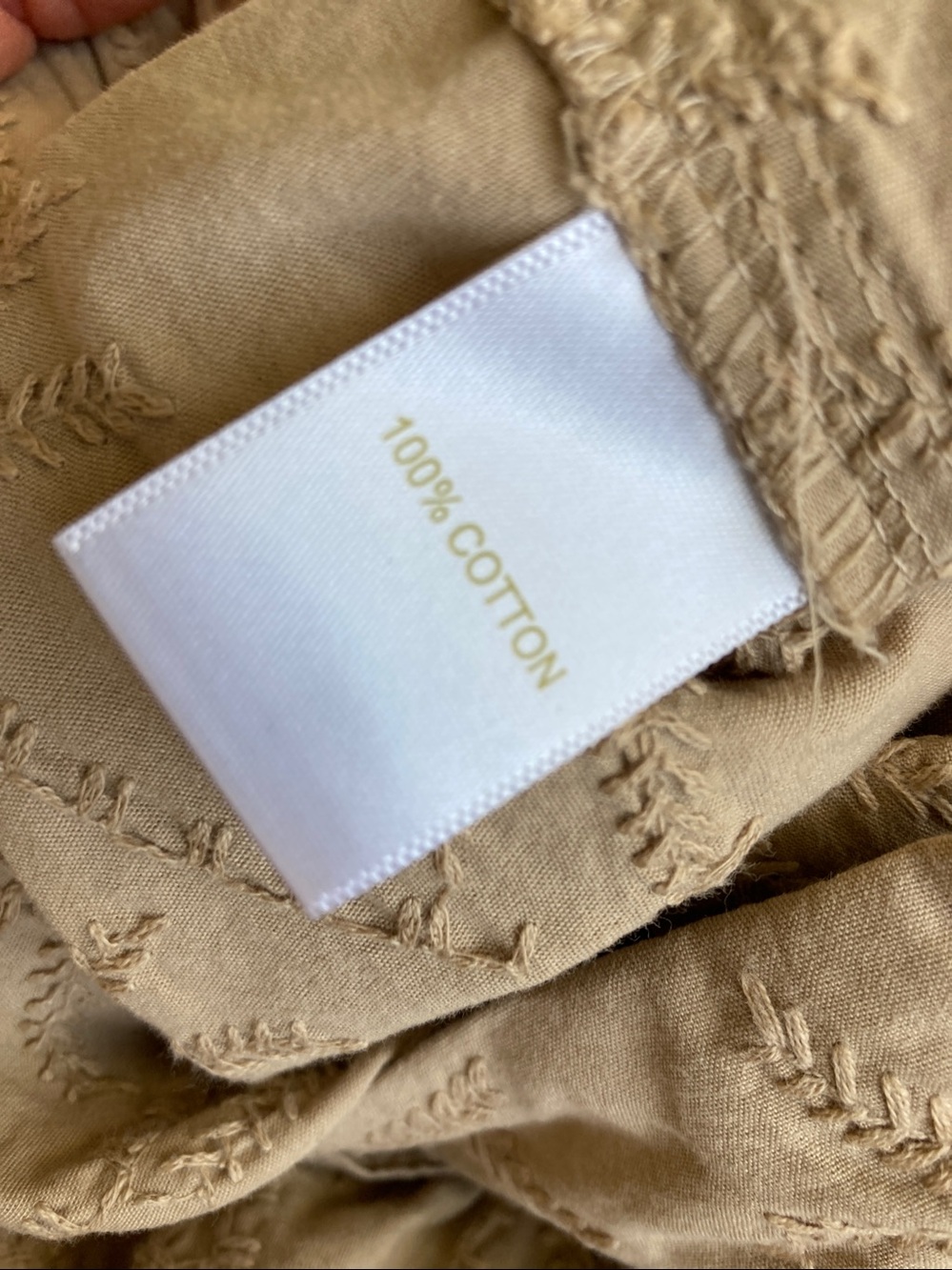 House of Harlow Botanical Embroidered Tan Cotton Cropped Barrel Pants Sz M - Picture 10 of 11